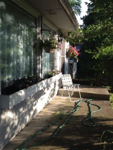 front of house, in the morning